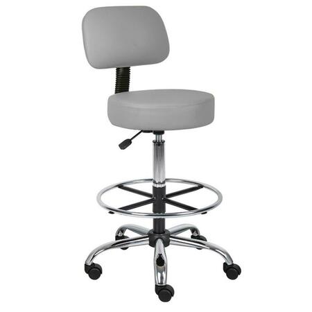 NORSTAR Caressoft Medical Drafting Stool with Back Cushion and Foot Ring- Grey B16245-GY